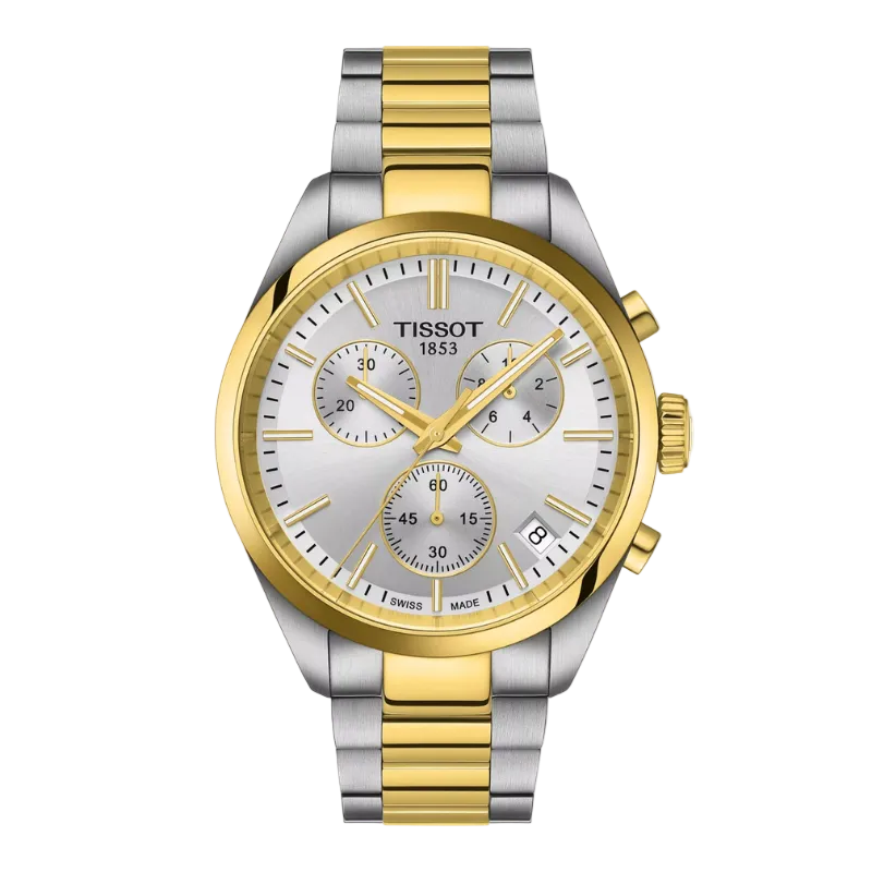 Tissot PR 100 Chronograph 40 mm – Silver & Gold T150.417.22.031.00
