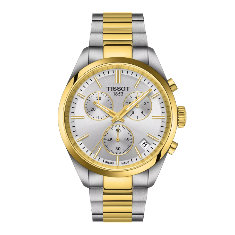 Tissot PR 100 Chronograph 41 mm – Silver & Gold T101.417.22.031.00