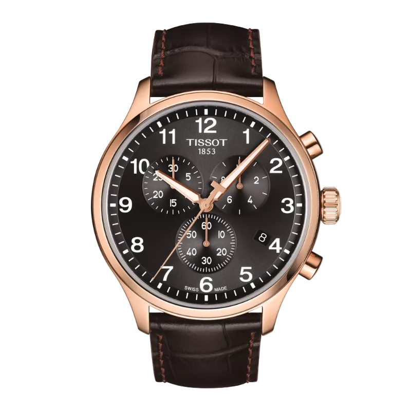 Tissot Chrono XL - Black and Rose Gold (Leather Strap)