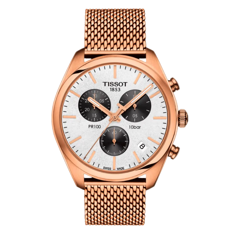 Tissot PR 100 Chronograph Rose Gold and Silver