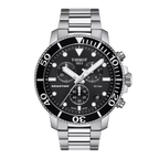 Tissot Seastar chronografas T120.417.11.051.00 su juodu ciferblatu ir plienine apyranke