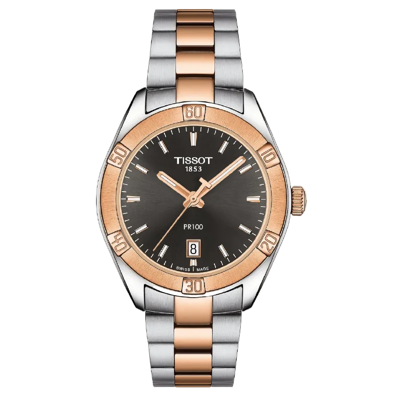 Tissot PR 100 Sport Chic 36 mm – Anthracite & Rose Gold T101.910.22.061.00