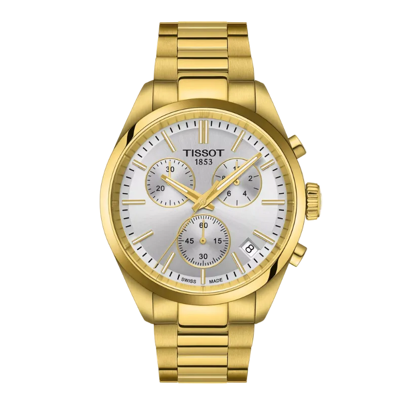 Tissot PR 100 Chronograph 40 mm – Silver & Gold T150.417.33.031.00