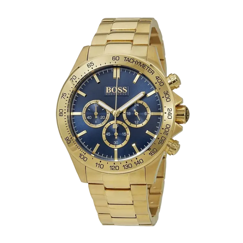 BOSS Ikon Chronograph - Auksiniai Mėlynas