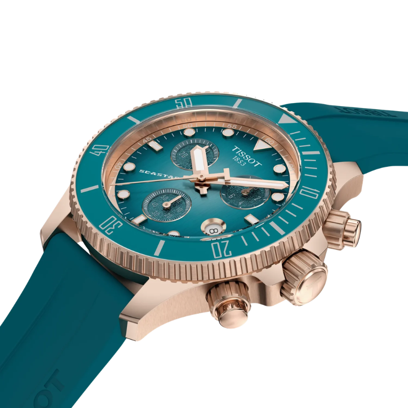 Tissot Seastar 1000 Chronograph 38 mm – Turquoise & Rose Gold T120.217.37.041.00