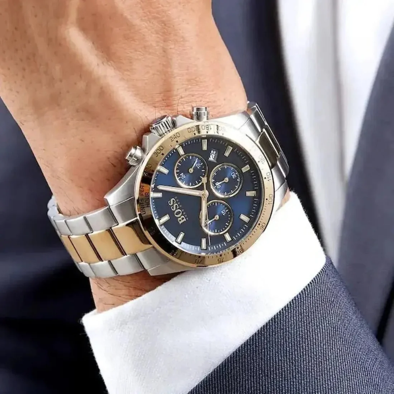 BOSS Ikon Chronograph - Auksiniai Mėlynas