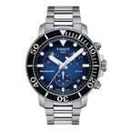 Tissot Seastar chronografas T120.417.11.041.01 su tamsiai mėlynu ciferblatu ir plienine apyranke