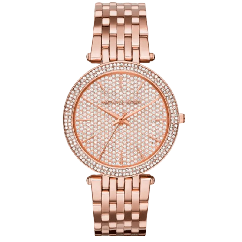 Michael Kors Darci – rožinio aukso spalvos ciferblatas su kristalais