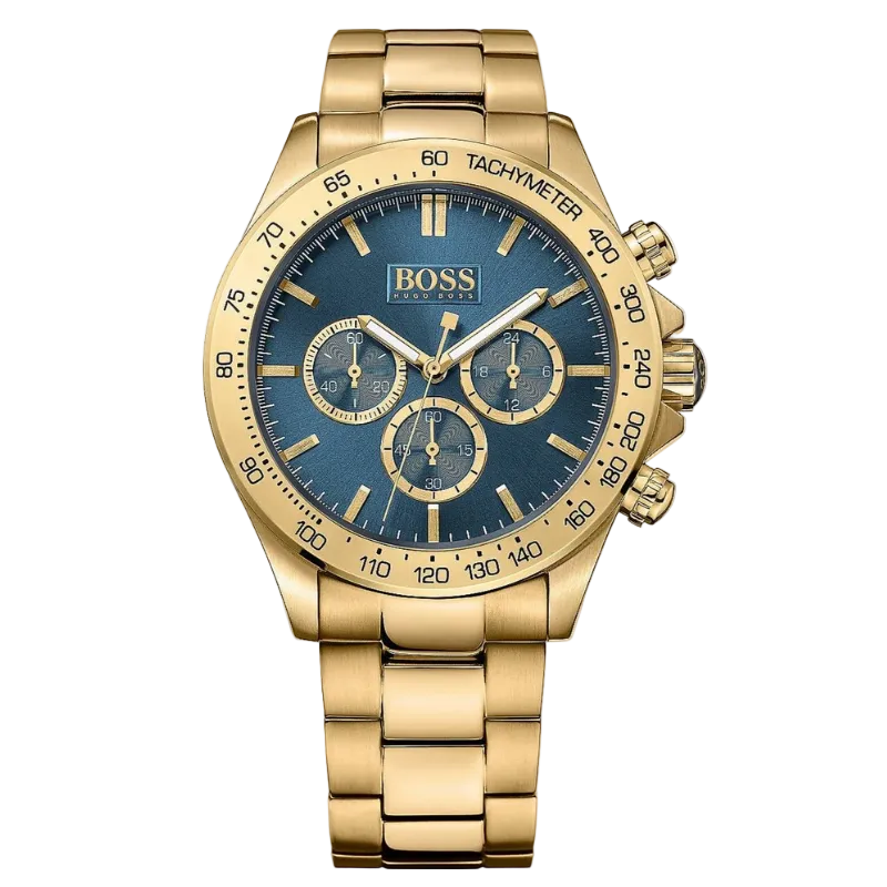 BOSS Ikon Chronograph - Auksiniai Mėlynas